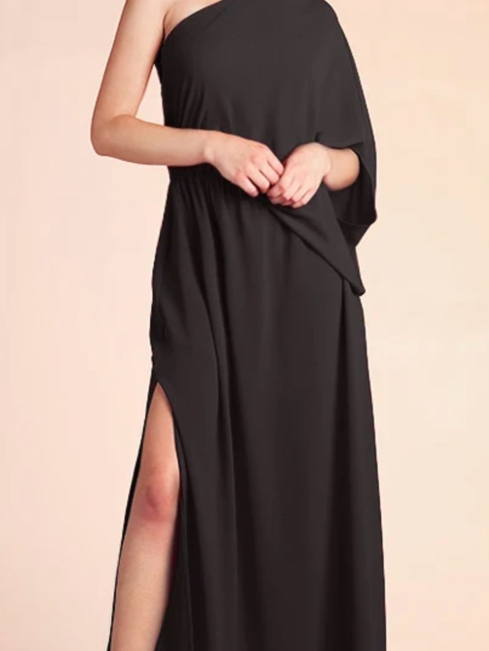 Tyche Black One-Shoulder Maxi Dress with Side Slit